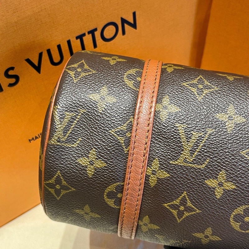 LV中古老花巴比龍30紅皮手提包-4