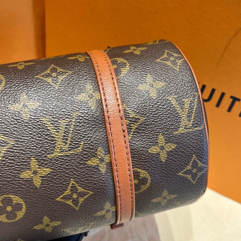 LV中古老花巴比龍30紅皮手提包-5