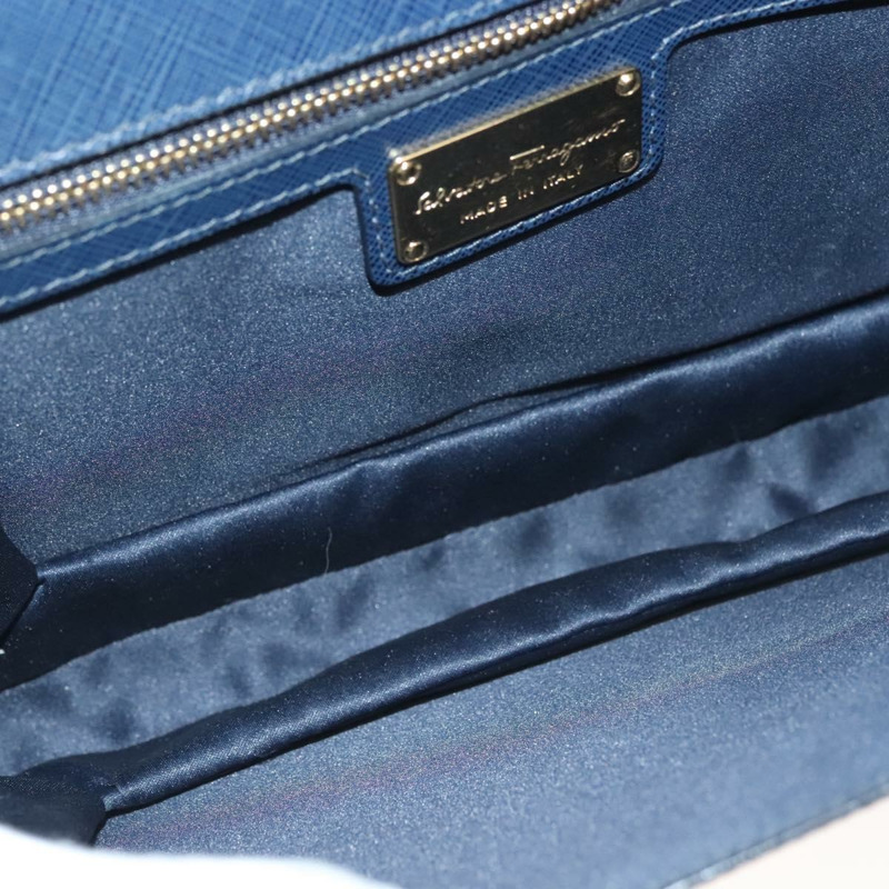 【日本直送】Salvatore Ferragamo Vala 鏈條單肩包 皮革 海軍藍 金色 正品 130907-10