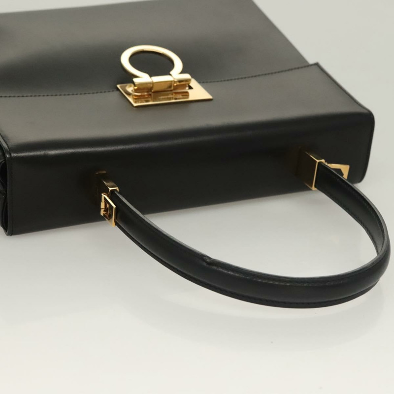【日本直送】Salvatore Ferragamo Gancini 手提包 皮革 黑金色 正品 132079-5