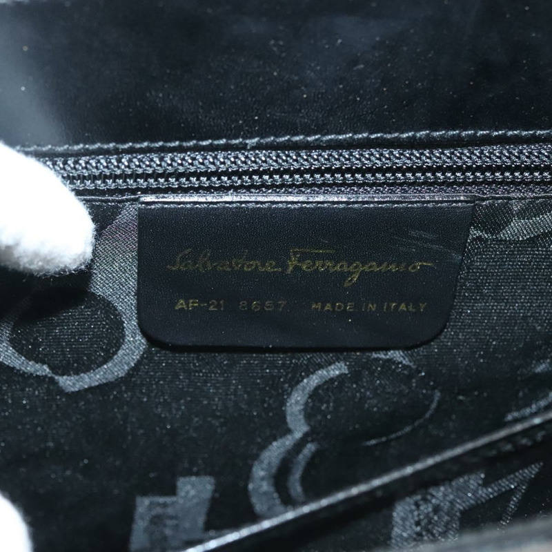 【日本直送】Salvatore Ferragamo Gancini 手提包 皮革 黑金色 正品 132079-11