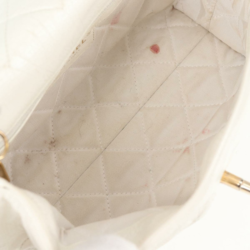 【日本直送】香奈兒鏈條肩背包 漆皮 白色 金色 CC 標誌 Auth 118910A-9