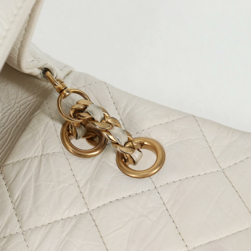 【日本直送】香奈兒鏈條肩背包 漆皮 白色 金色 CC 標誌 Auth 118910A-20