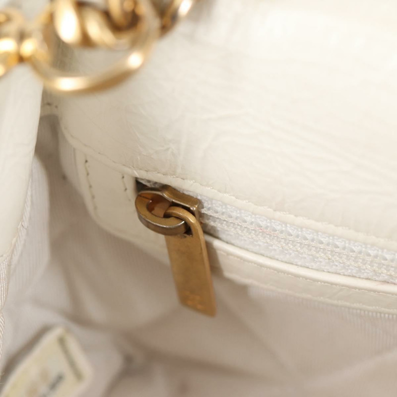 【日本直送】香奈兒鏈條肩背包 漆皮 白色 金色 CC 標誌 Auth 118910A-24