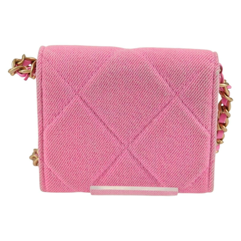 【日本直送】香奈兒 Matelasse 鏈條單肩包 帆布 粉紅金色 CC 正品 130507M-1