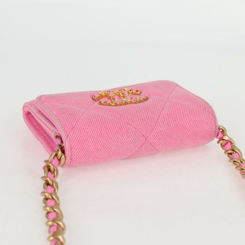 【日本直送】香奈兒 Matelasse 鏈條單肩包 帆布 粉紅金色 CC 正品 130507M-5