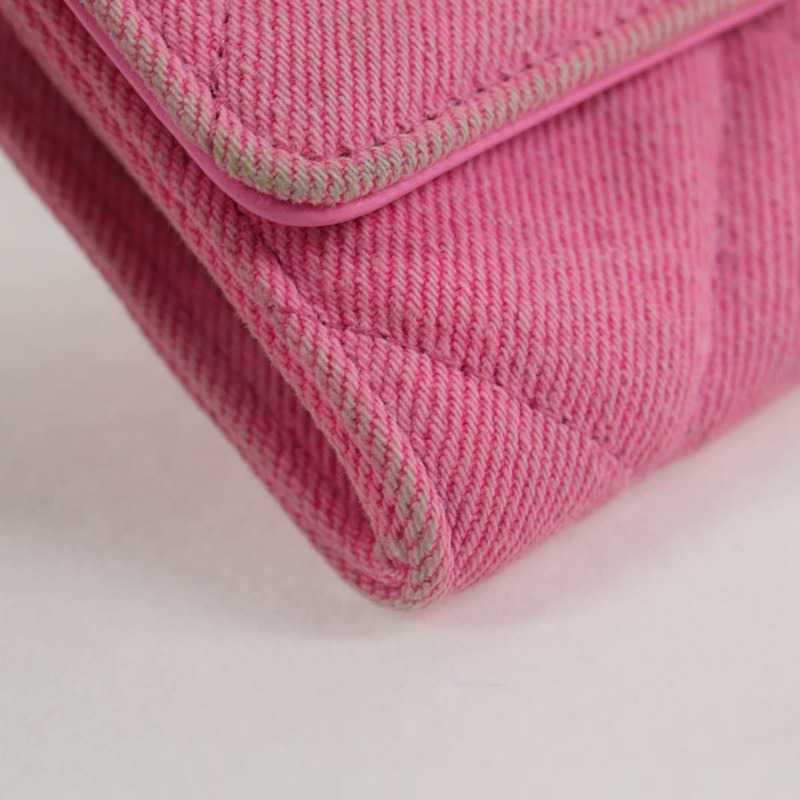 【日本直送】香奈兒 Matelasse 鏈條單肩包 帆布 粉紅金色 CC 正品 130507M-7