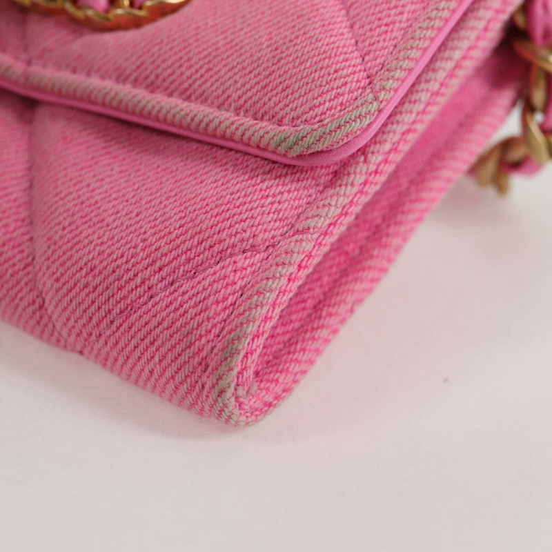 【日本直送】香奈兒 Matelasse 鏈條單肩包 帆布 粉紅金色 CC 正品 130507M-15