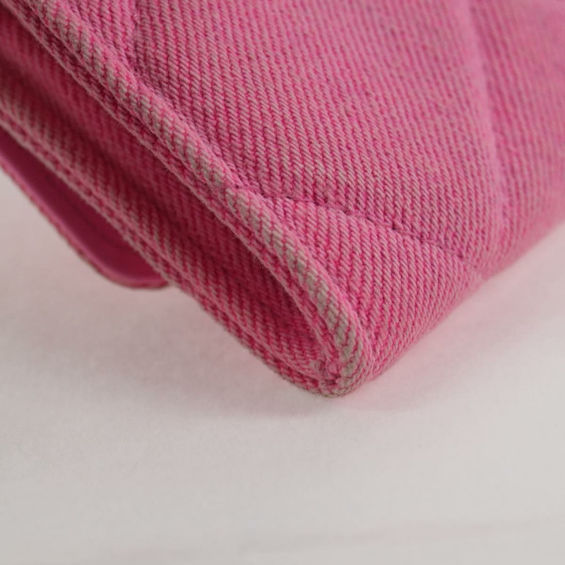 【日本直送】香奈兒 Matelasse 鏈條單肩包 帆布 粉紅金色 CC 正品 130507M-16