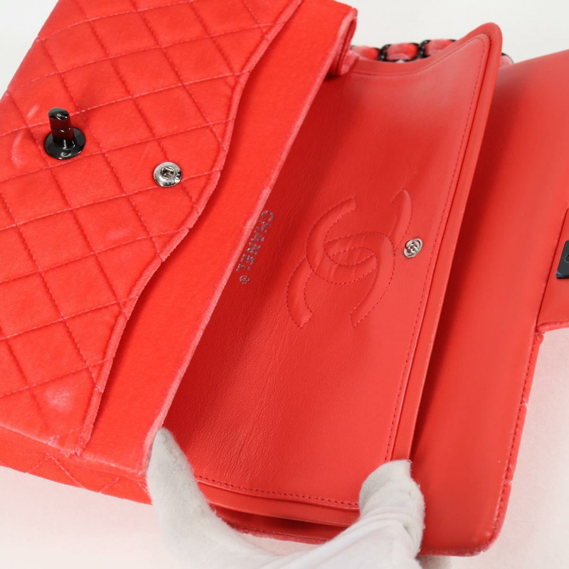 【日本直送】香奈兒 (CHANEL) Matelasse 25 鏈條肩背包，絲絨粉紅色，CC 標誌，貨號 130579SM-23