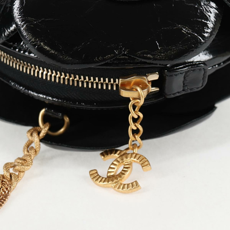 【日本直送】香奈兒鏈單肩包琺瑯金色黑色 CC 正品 132401M-8