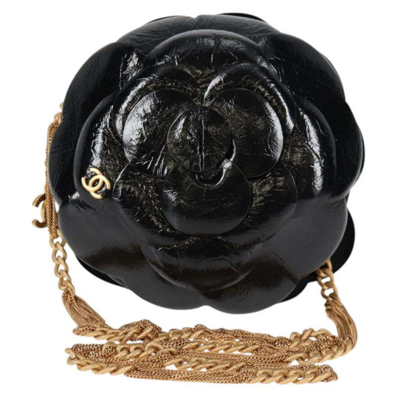 【日本直送】香奈兒鏈單肩包琺瑯金色黑色 CC 正品 132401M-12