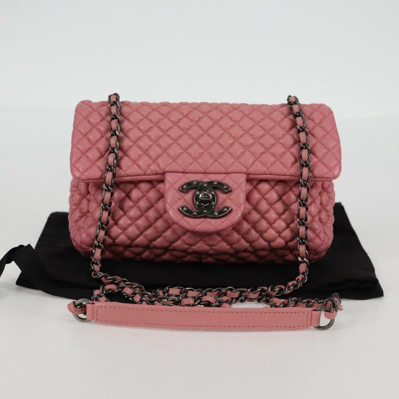 【日本直送】香奈兒粉紅皮革鏈條肩背包,CC標誌,貨號130490M-11