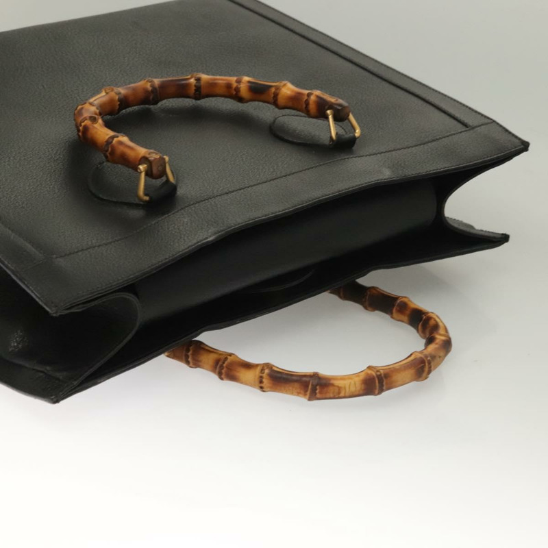 【日本直送】GUCCI 竹節手提包 皮革 黑金色 002 1186 0259 正品 ep9321-5