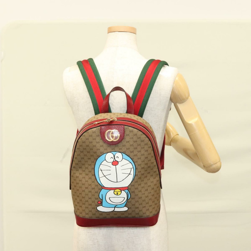 【日本直送】GUCCI Micro GG Supreme 哆啦 A 夢背包 PVC 米金色 647816 正品 132976M-25