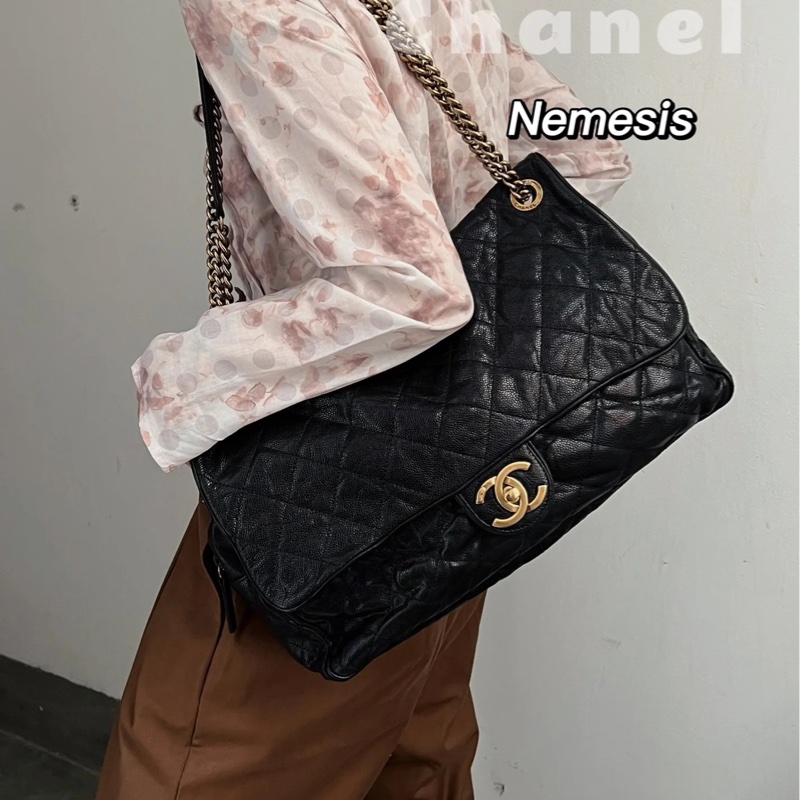 全網最低價🤩Lv黑金褶皺荔枝牛皮機場口蓋包鏈條斜挎單肩包-9