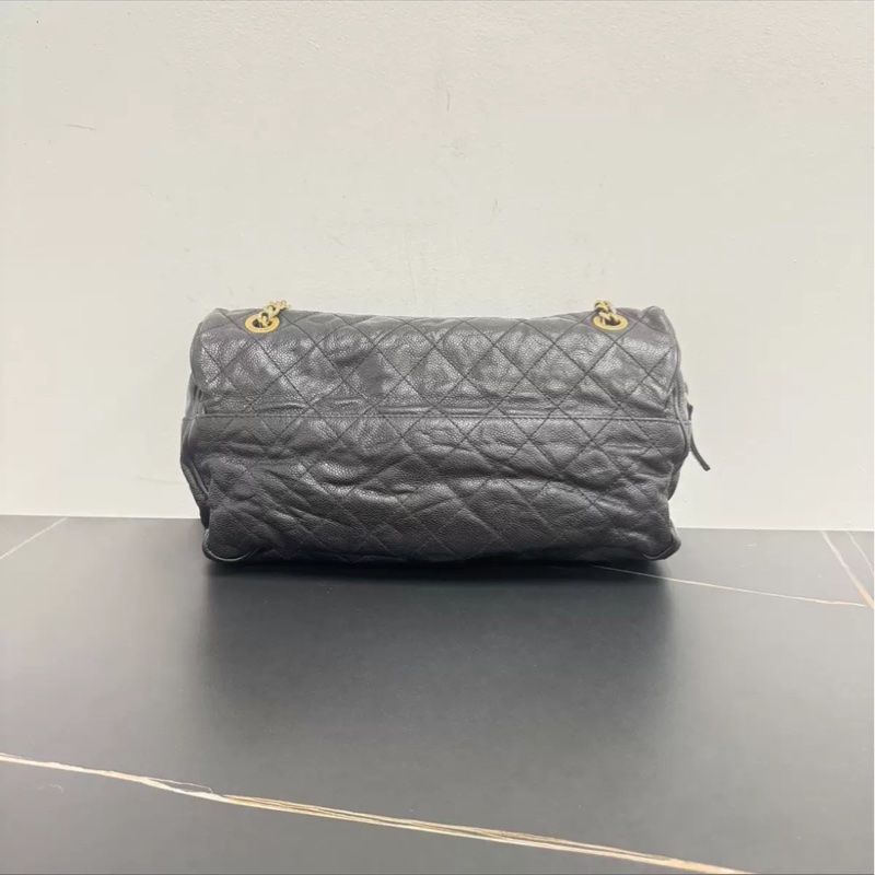 全網最低價🤩Lv黑金褶皺荔枝牛皮機場口蓋包鏈條斜挎單肩包-14