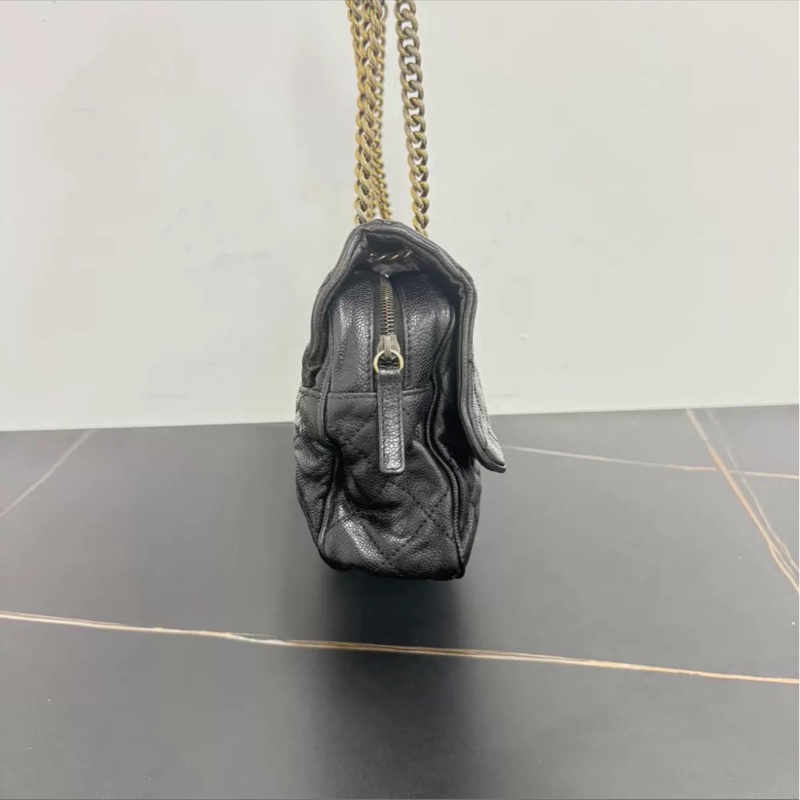 全網最低價🤩Lv黑金褶皺荔枝牛皮機場口蓋包鏈條斜挎單肩包-18