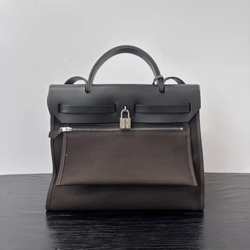 HERMES 烏木拼黑色herbag31 31*25*11 98新配件塵袋鑰匙鎖-7