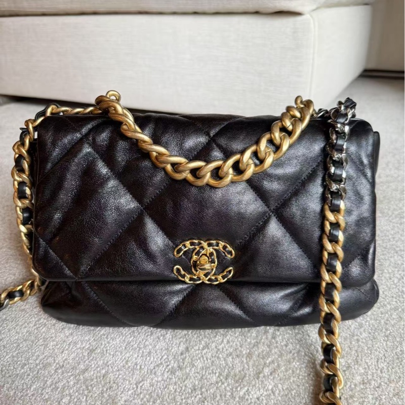 香奈兒CHANEL 19 中號30cm 黑金-2