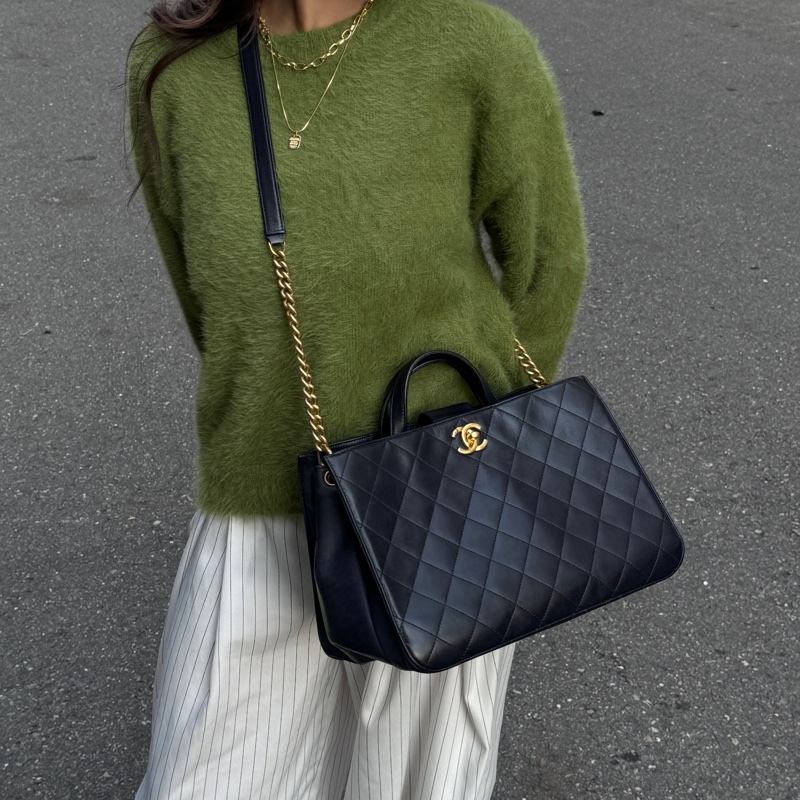 （極新 超稀有！） Chanel 皺紋牛皮 托特+斜背包 專櫃30萬！-3