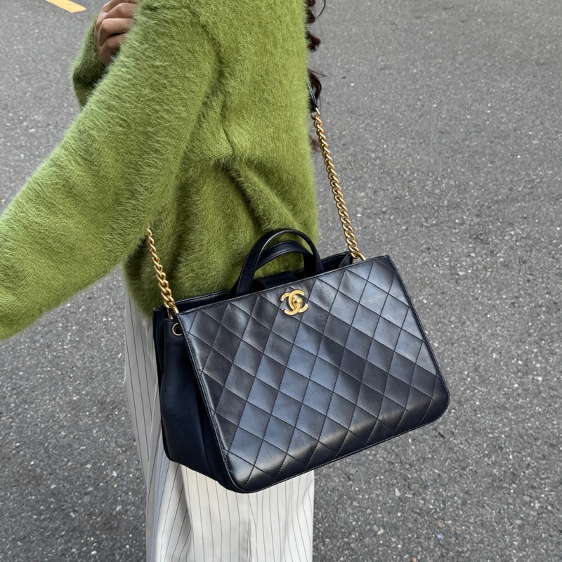 （極新 超稀有！） Chanel 皺紋牛皮 托特+斜背包 專櫃30萬！-5