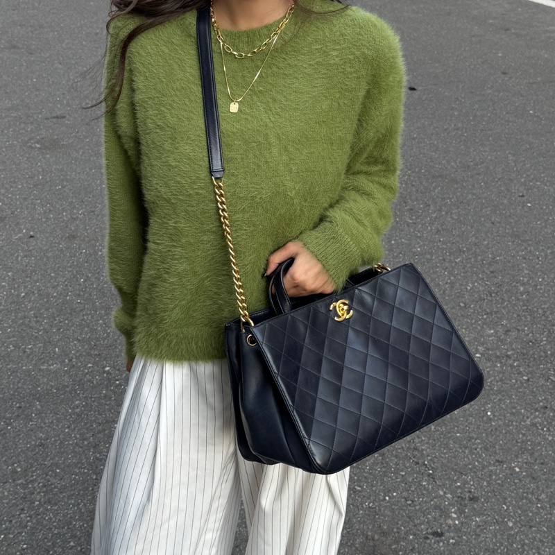 （極新 超稀有！） Chanel 皺紋牛皮 托特+斜背包 專櫃30萬！-36