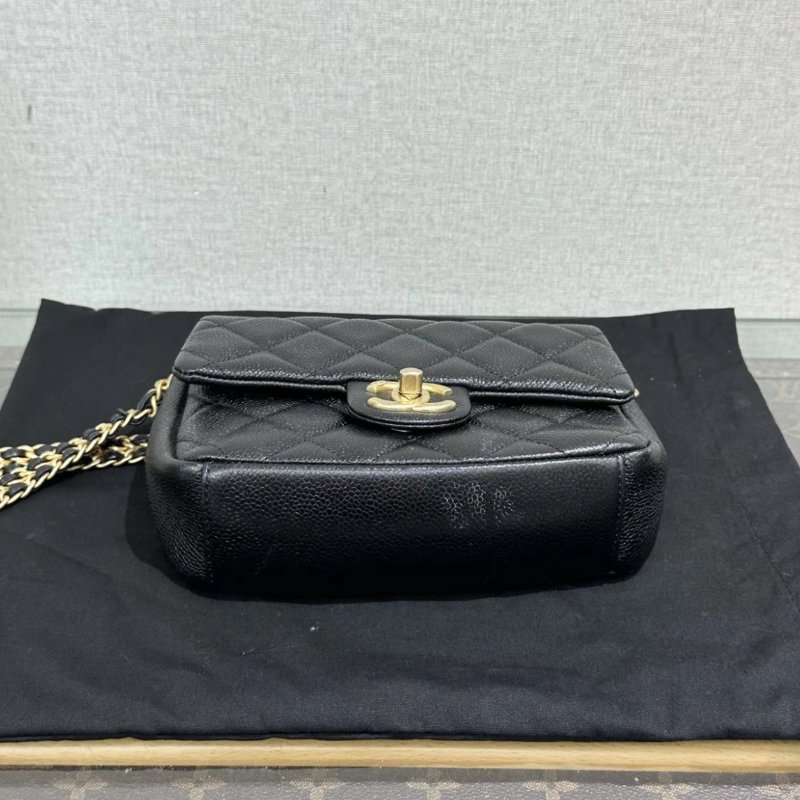 CHANEL CF黑金金幣方胖子坦克鏈條包 19*15*7 99新配件塵袋-3