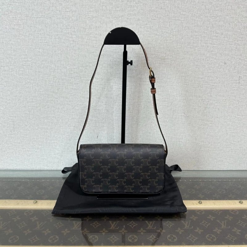CELINE 金扣凱旋門老花肩背腋下包20.5*11.5*4 98新配件塵袋-5