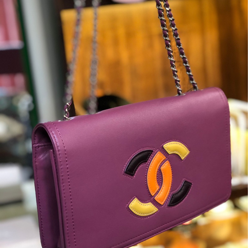 二手CHANEL 單肩袋 紫色漆皮-5