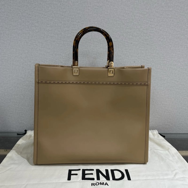 FENDI 奶茶色sunshine陽光托特手提包 36*30*15 99新配件塵袋-5