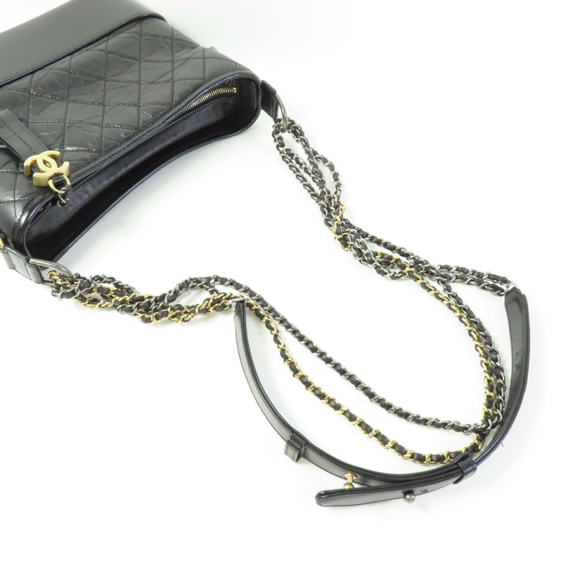 CHANEL 牛皮皮革Gabrielle Medium鏈帶肩背袋-5
