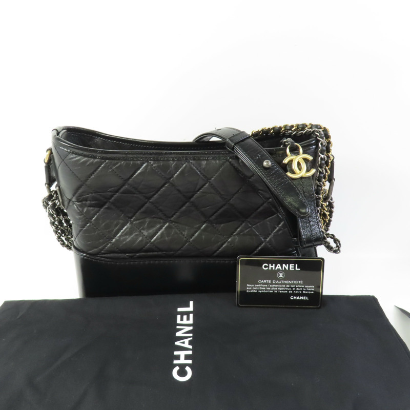 CHANEL 牛皮皮革Gabrielle Medium鏈帶肩背袋-7