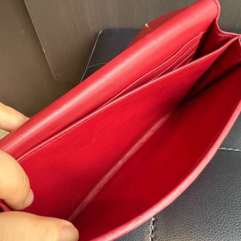 miumiu 手拿包 錢包大紅色羊皮 23*2*13cm 99新-7