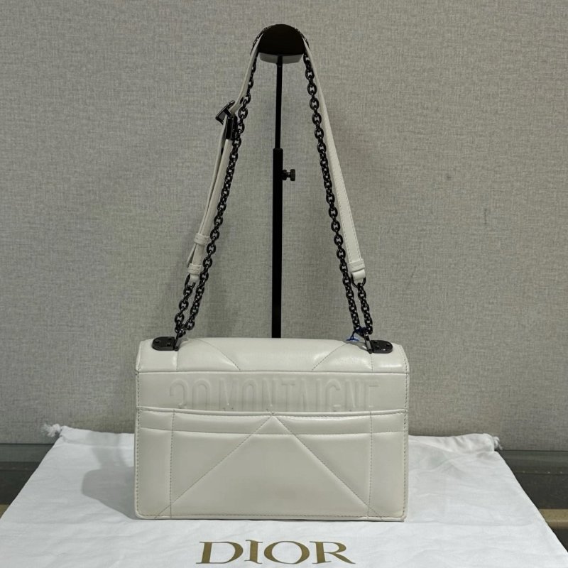 DIOR 白色藤格紋蒙田30肩背斜背鏈條包 25*16*9 99新配件塵袋-5