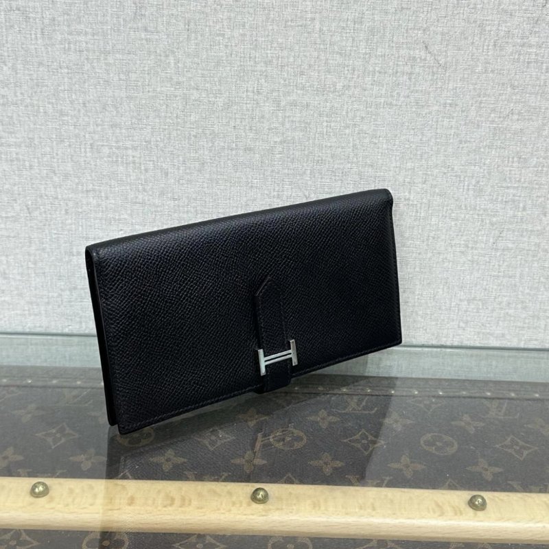 HERMES bearn H 黑銀長夾 17.5*9*2 98新配件塵袋-1