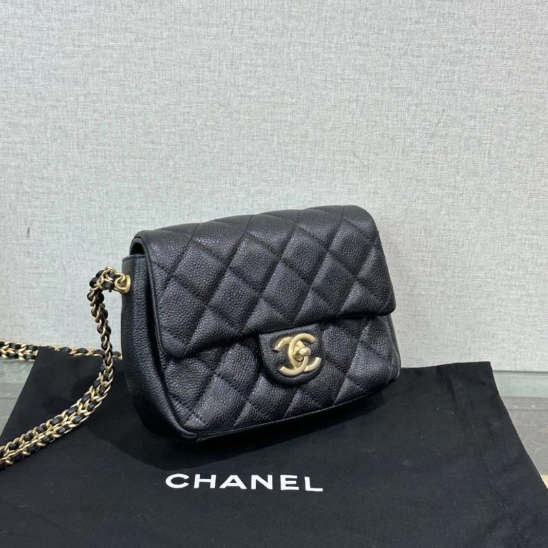 CHANEL CF黑金金幣方胖子坦克鏈條包 19*15*7 99新配件塵袋-1
