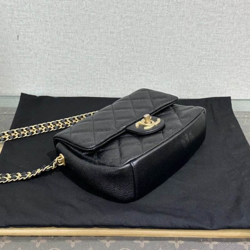 CHANEL CF黑金金幣方胖子坦克鏈條包 19*15*7 99新配件塵袋-3