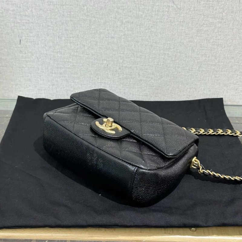 CHANEL CF黑金金幣方胖子坦克鏈條包 19*15*7 99新配件塵袋-5