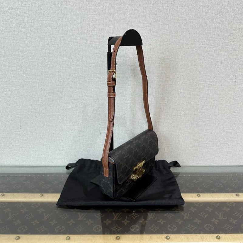 CELINE 金扣凱旋門老花肩背腋下包 20.5*11.5*4 98新配件塵袋-1