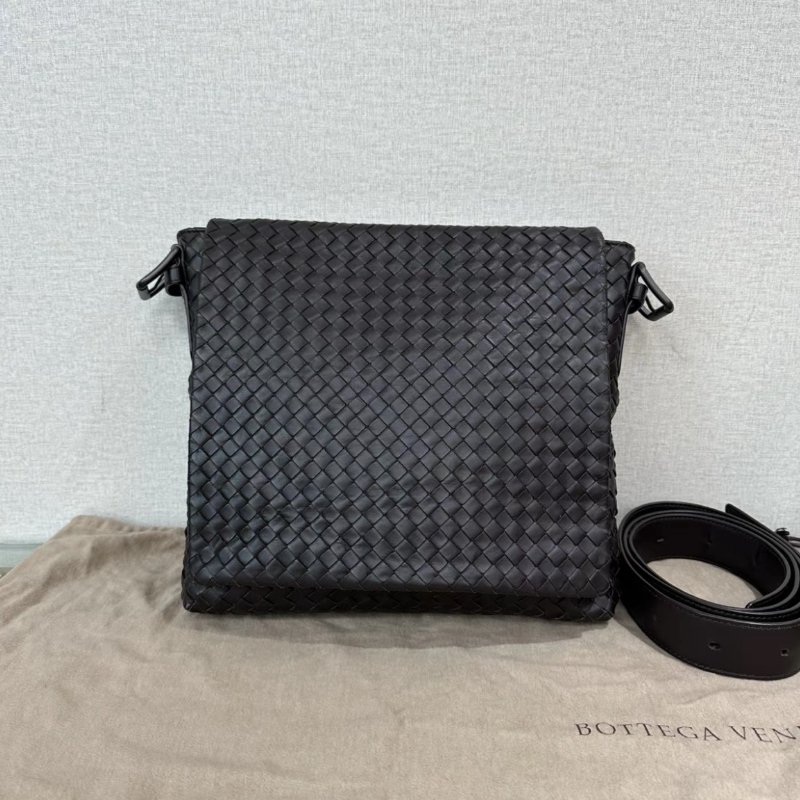 BV 棕色編織肩背斜背包郵差包 30*31*7.5 99新配件塵袋-0