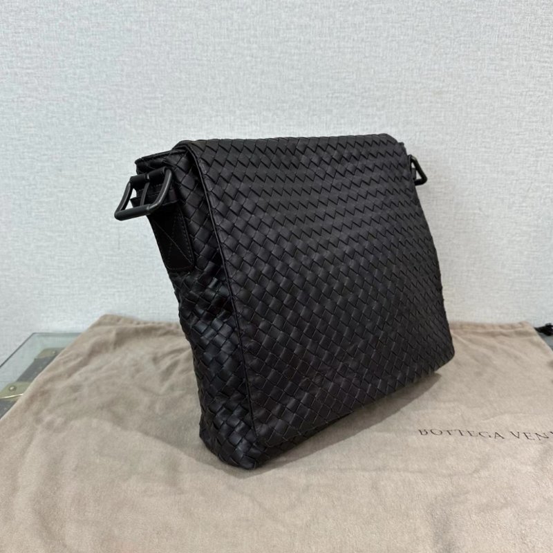 BV 棕色編織肩背斜背包郵差包 30*31*7.5 99新配件塵袋-1