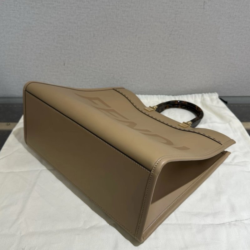FENDI 奶茶色sunshine陽光托特手提包 36*30*15 99新配件塵袋-4