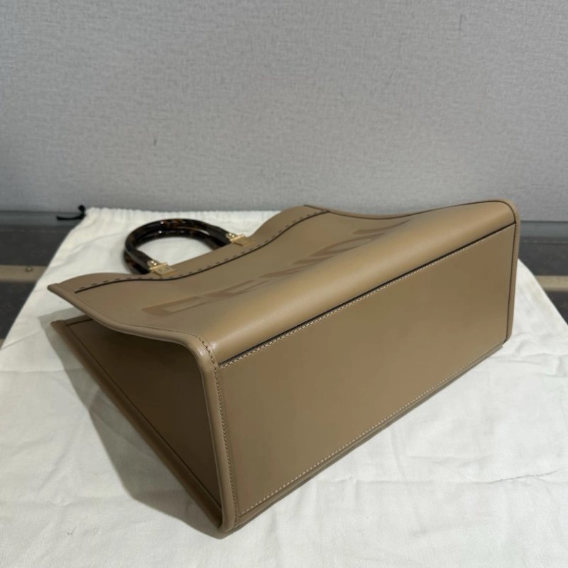 FENDI 奶茶色sunshine陽光托特手提包 36*30*15 99新配件塵袋-5