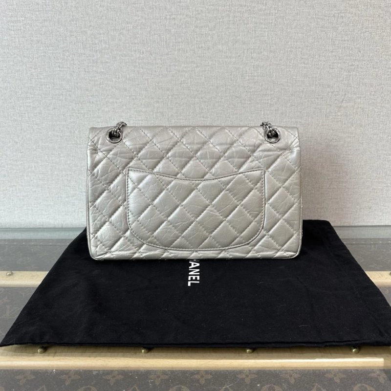 CHANEL 銀扣2.55中號肩背斜背鏈條包 28*18*8 99新配件塵袋保卡-2