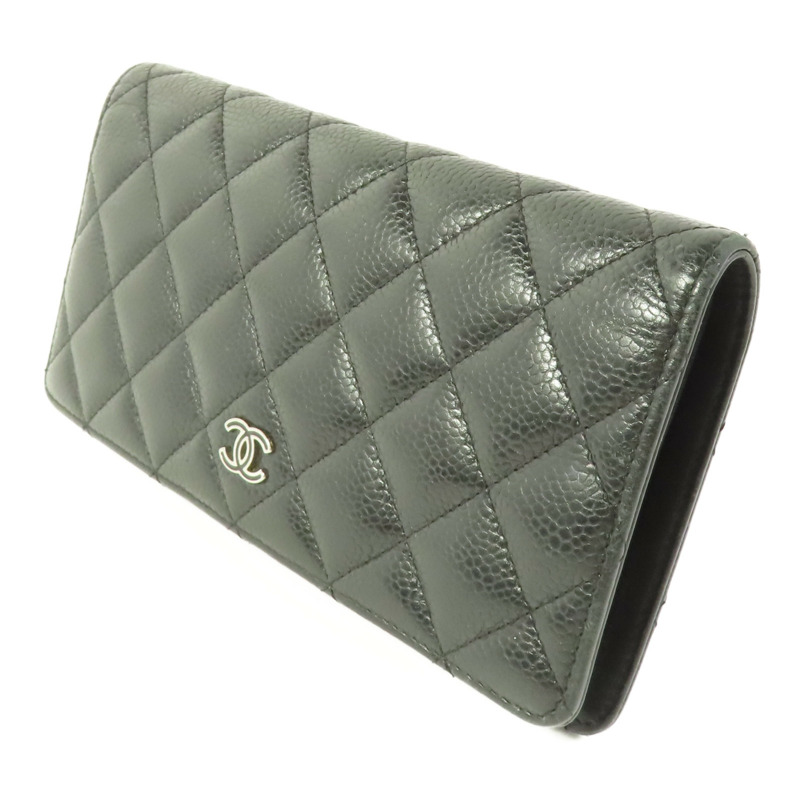 CHANEL 牛皮皮革Long Wallet銀扣長錢包-2