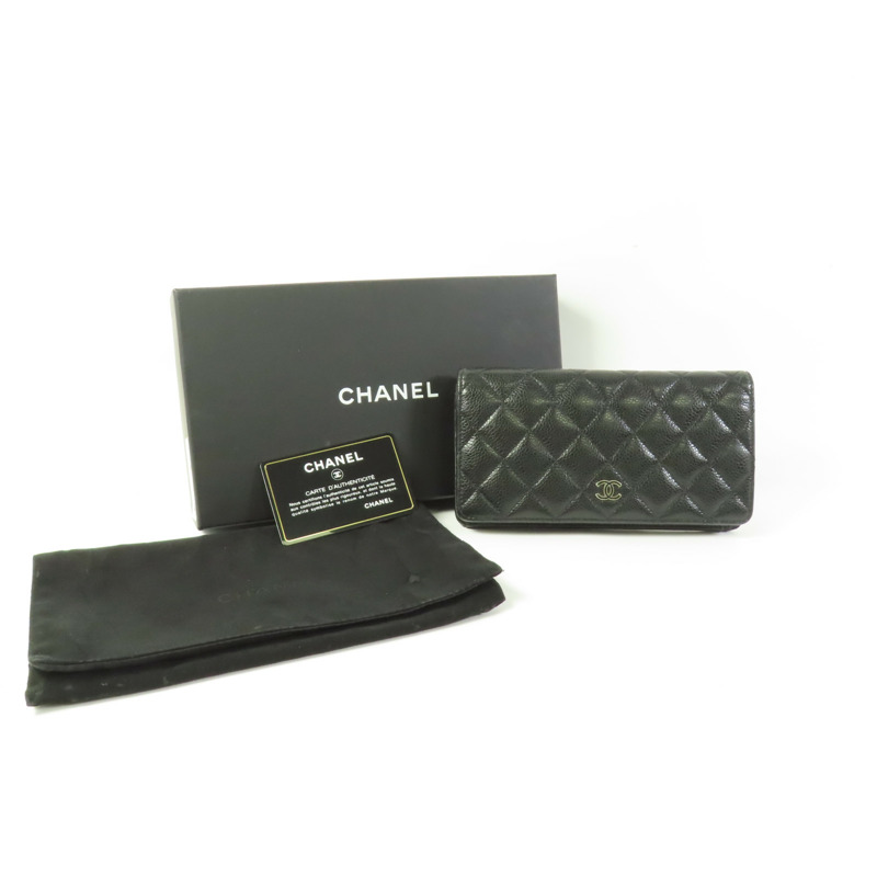 CHANEL 牛皮皮革Long Wallet銀扣長錢包-6