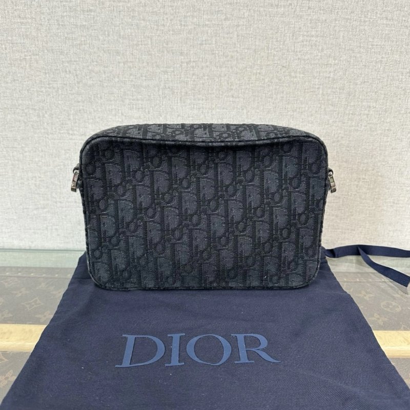 ✨DIOR 帆布拼皮刺繡老花郵差肩背斜背包22*15*6 99新配件盒子塵袋-2