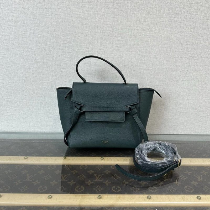 CELINE 綠色金扣小號號鯰魚手提肩背斜背包 24*20*13 98新配件塵袋-0