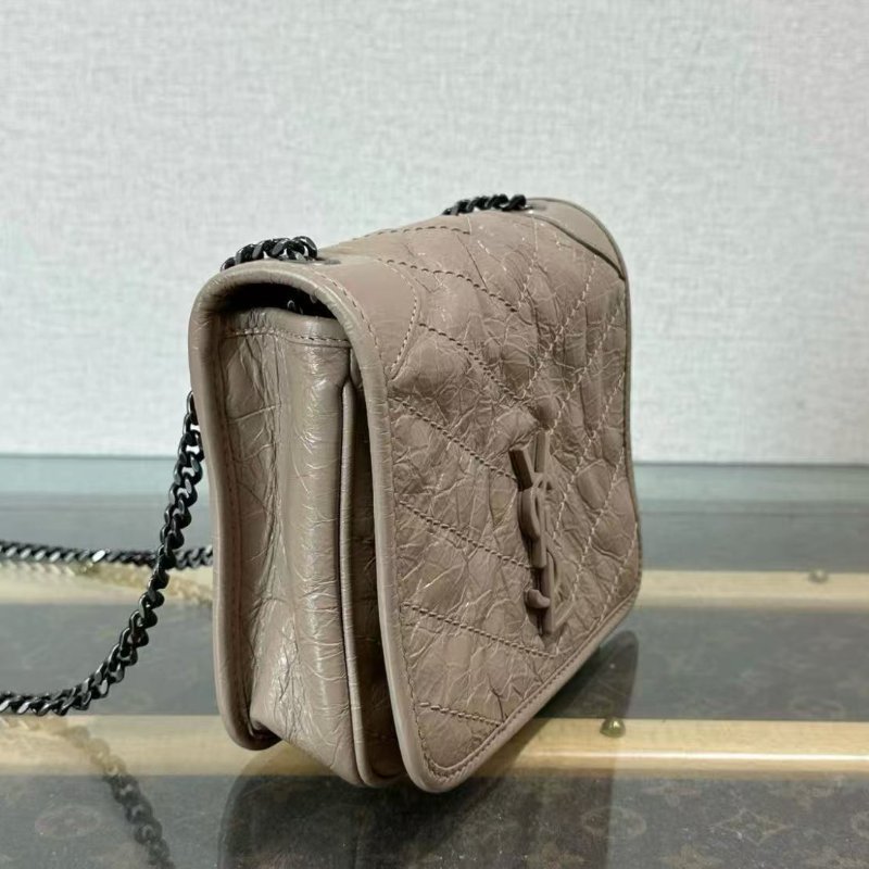 ✨YSL Niki mini奶茶色油蠟皮皮鍊條包 19*15*6 98新 配件塵袋-1